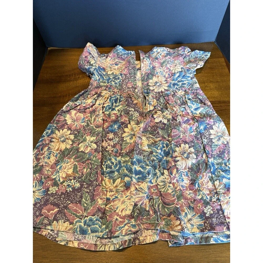Vintage 90s Floral Print Girls Dress